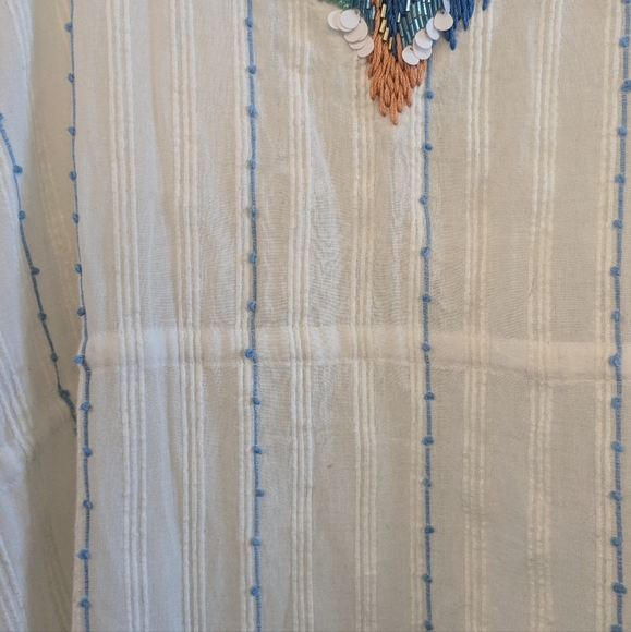 Duet White Sheer Beaded Embroidered Side Tie Dress. Size M/L - Picture 6 of 12